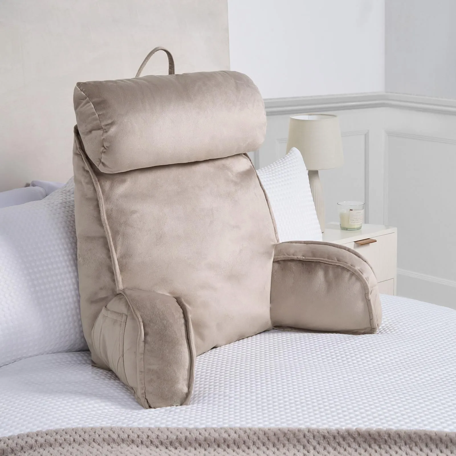 OHS Cuddle Cushion Back Lumbar Support Head Rest Bed Reading Pillow Arms in Natural