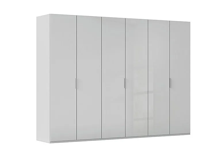 Formes 6 Door Bifold Wardrobe with Glass Doors - Silk Grey/Silk Grey Front