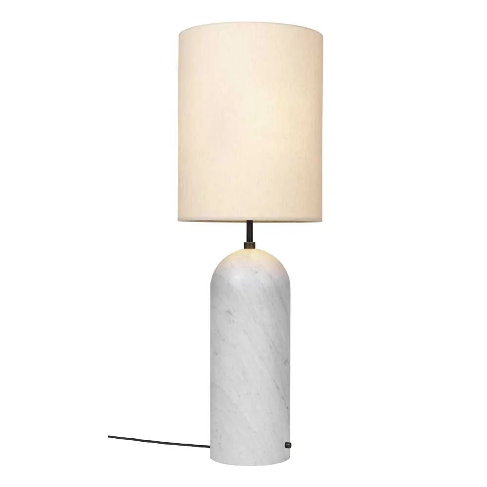 Gubi Fol19 Gravity Floor Lamp XL High White Marble Base Canvas Shade 2