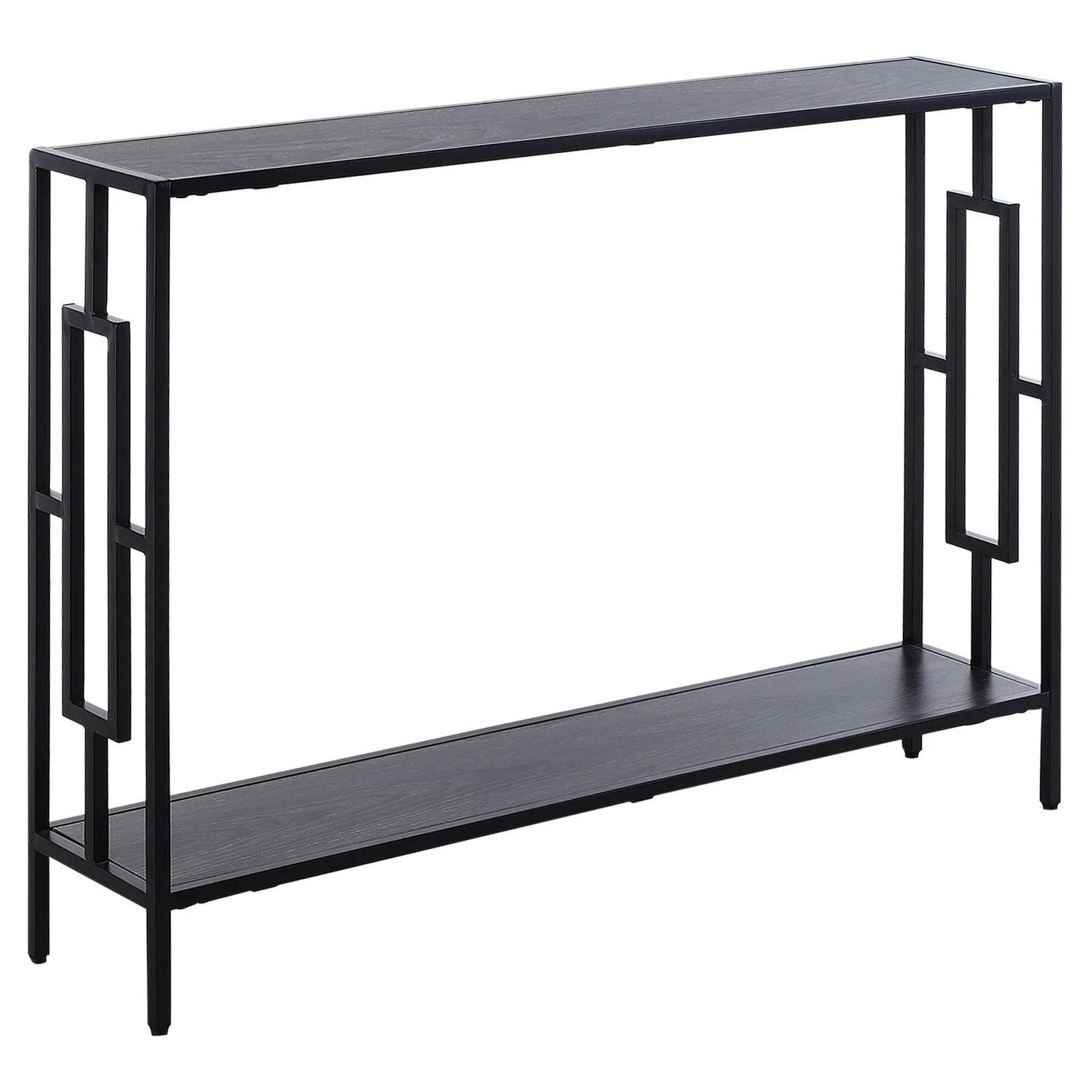 HOMCOM Industrial Console Table w/ Storage Shelf Black Metal Frame in Grey 2