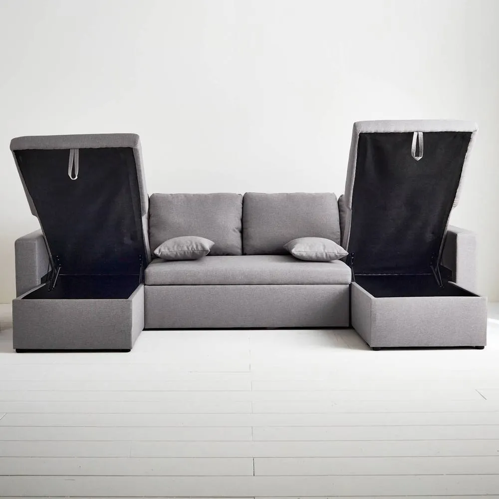 sweeek 4-seater u shaped sofa bed in fabric in Dark Grey 6