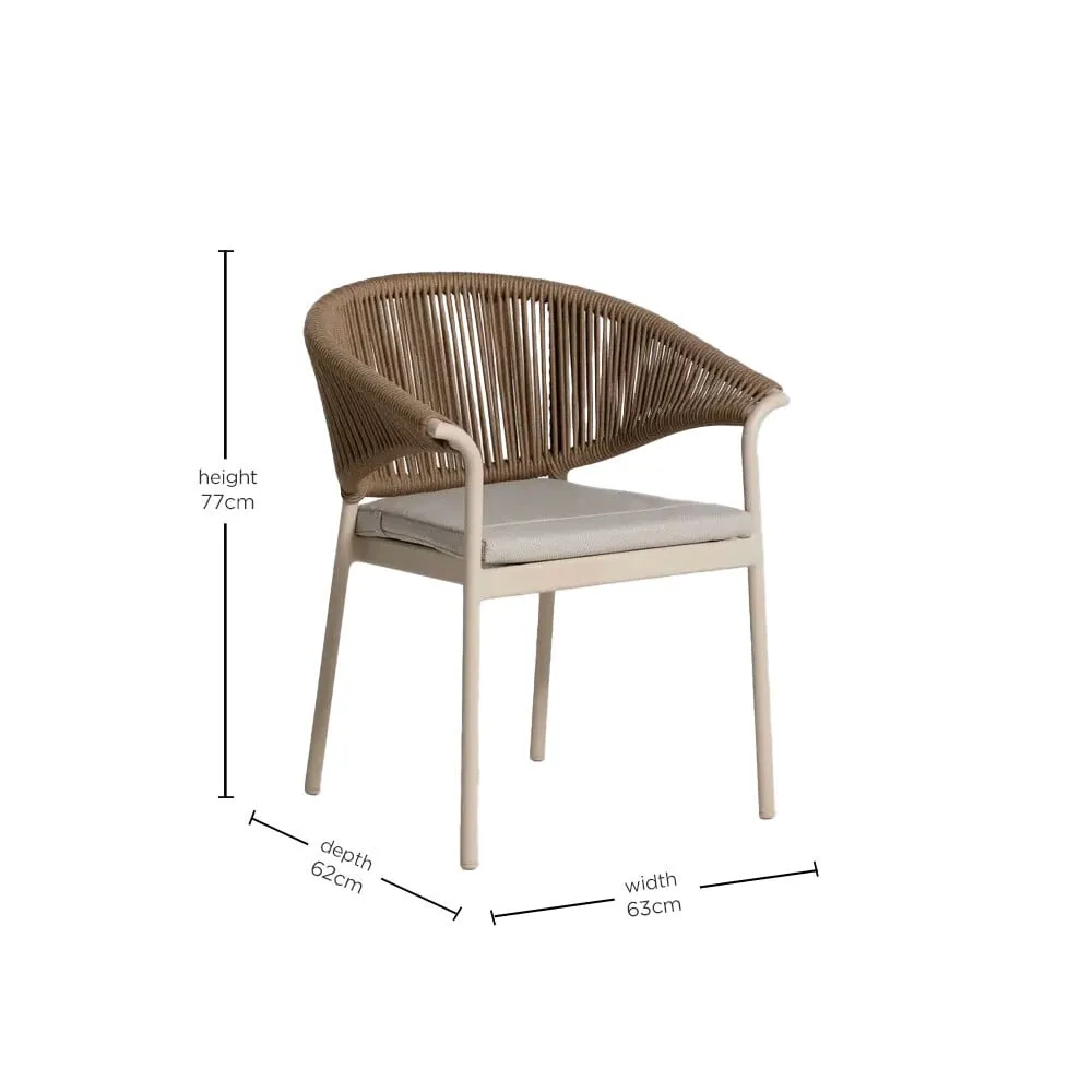 Sydney Garden Rope Back Dining Chair, White | Barker & Stonehouse 5