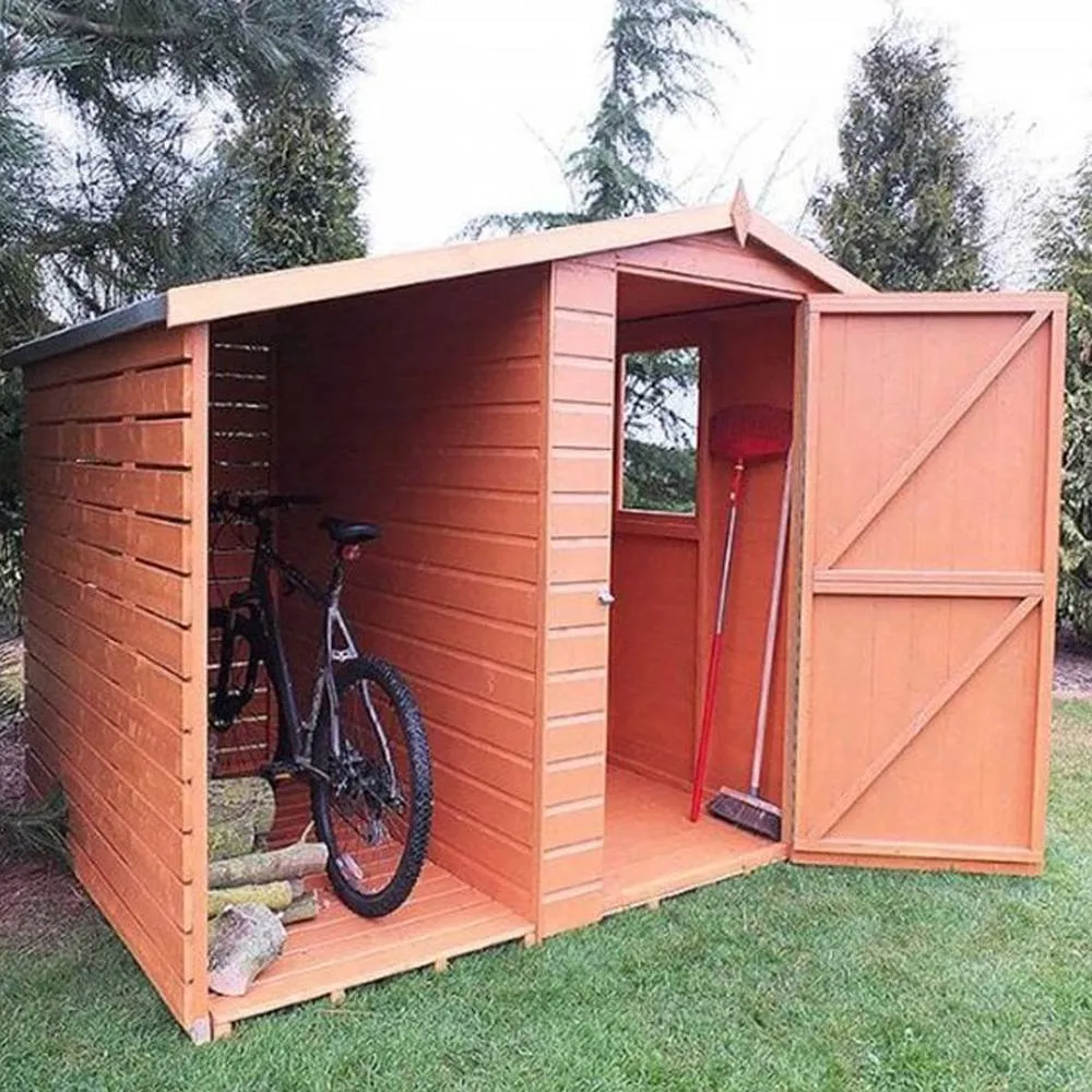 Shires Shed & Log Store 7x6' Dip Treated Single Door with One Opening Window in Brown 2