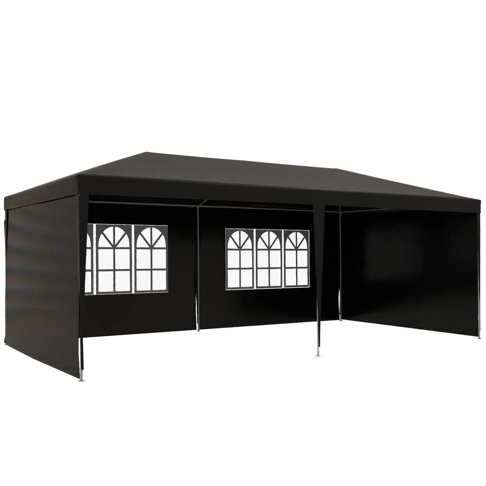OUTSUNNY 6m x 3m Garden Gazebo Marquee Canopy Party Tent Canopy Patio in Black 2