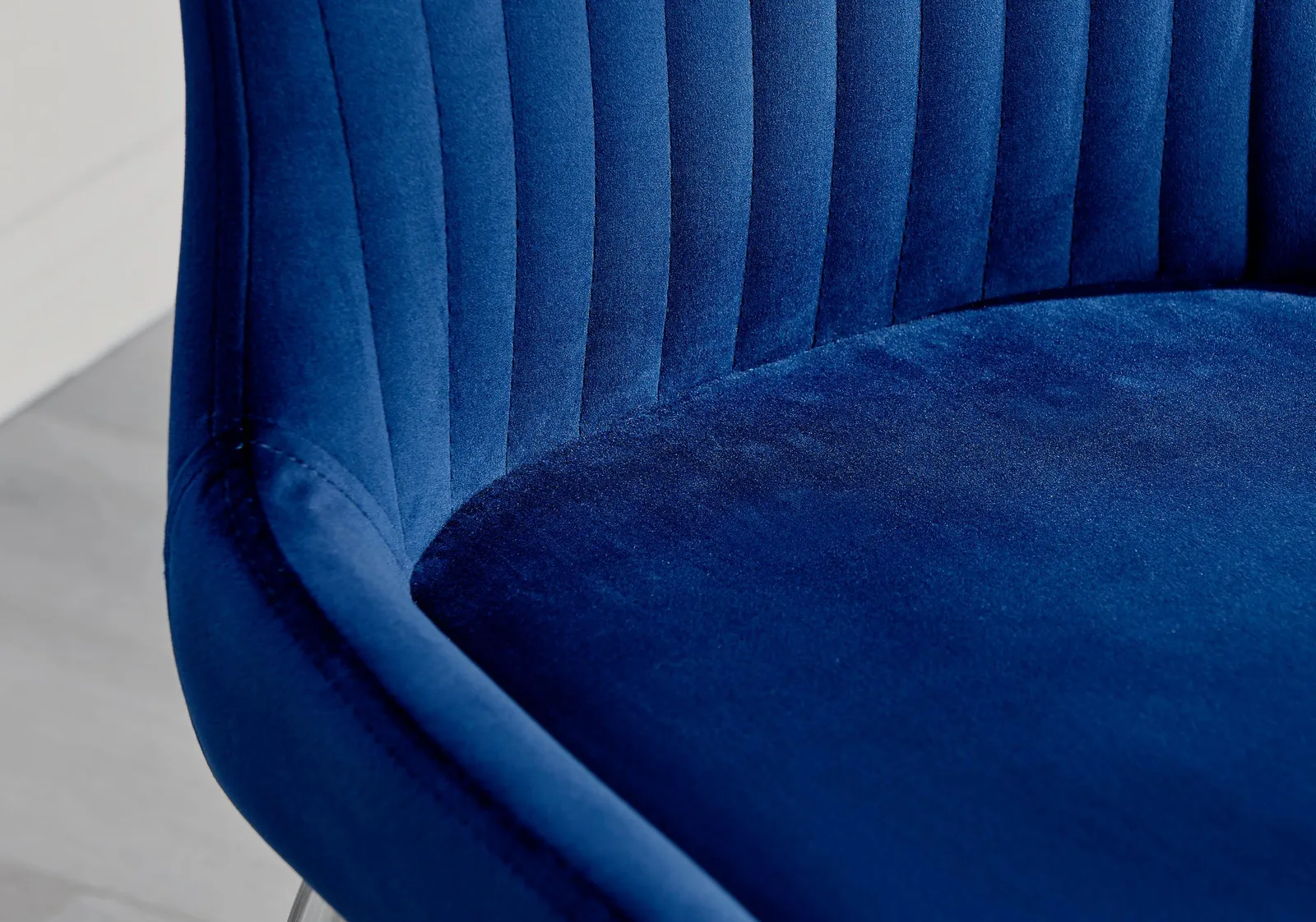 FurnitureboxUK Set of 2 Nora Deep Padded Luxurious Dining Chairs Upholstered In Soft Velvet With Chrome Legs in Blue 3