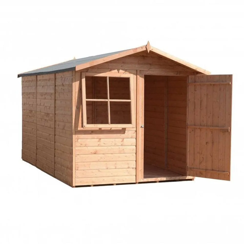 Shires Baracca 7 x 10 ft Dip Treated Shed Single Door with One Opening Window in Brown 3