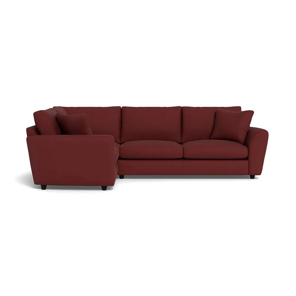 Heal's Snooze Left Hand Facing Corner Sofa Capelo Linen-Cotton Etruscan Red Black Feet 1