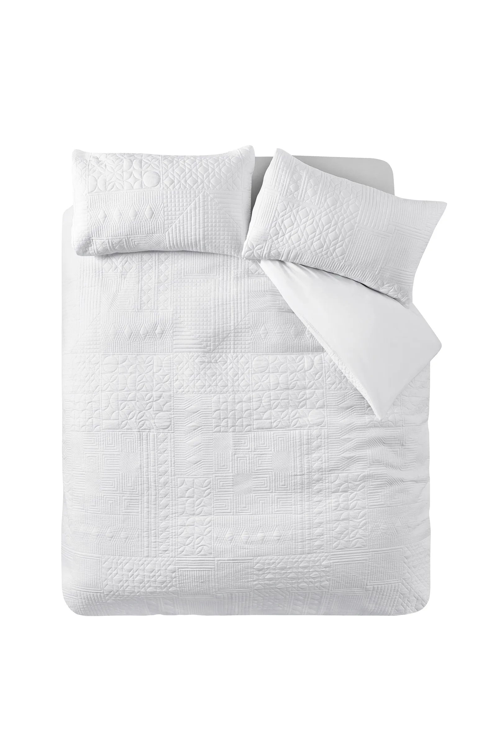 Catherine Lansfield 'Folkstone Geo' Duvet Cover Set in White 4