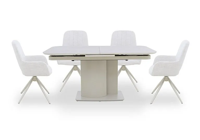 Pebble Pop Up Extending Dining Table and 4 Swivel Dining Arm Chairs - 130-cm