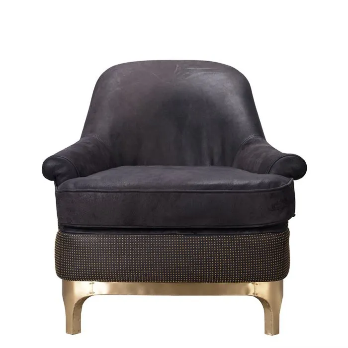 Timothy Oulton Leather Bastille Chair, Safari Black