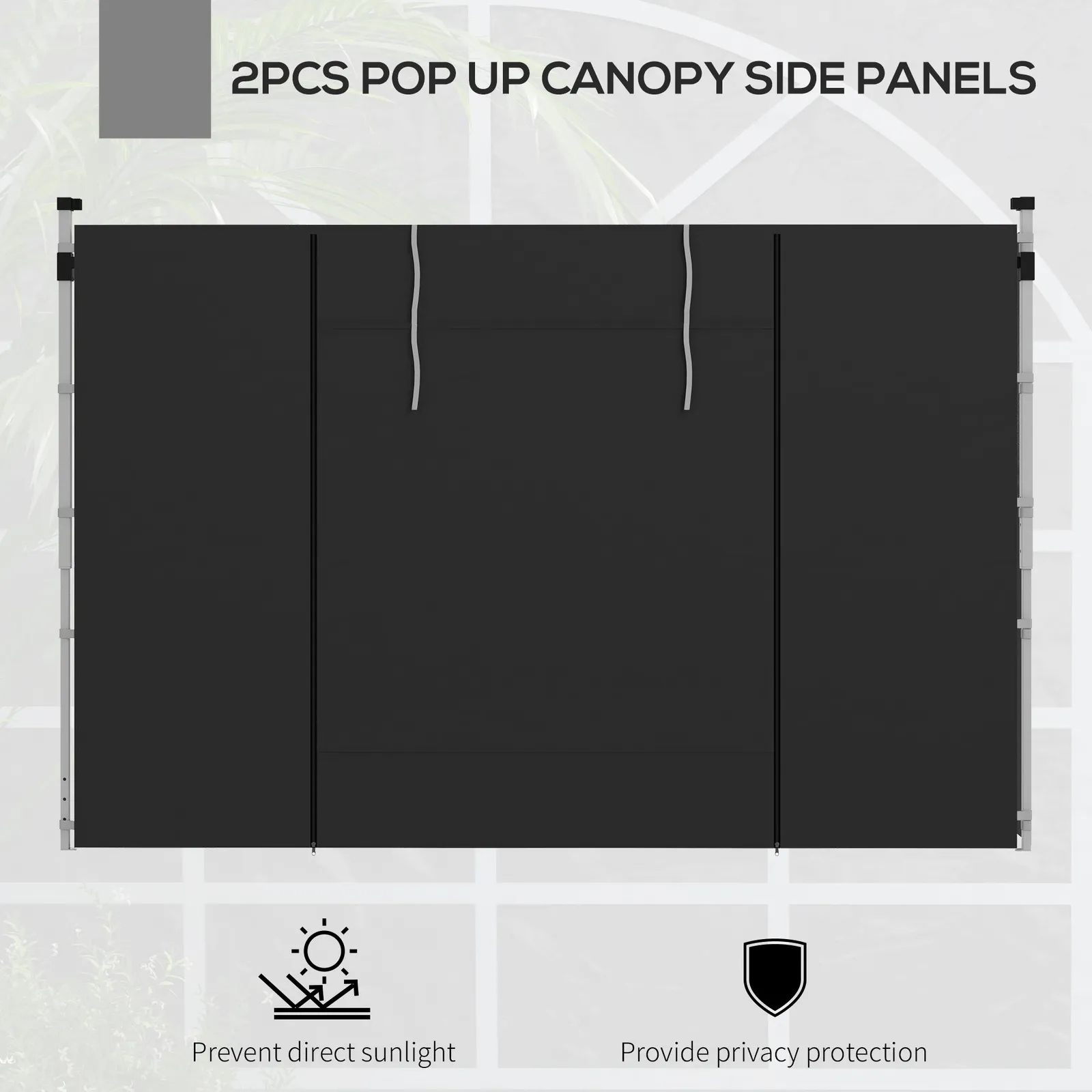 OUTSUNNY 3x3(m) or 3x6m Pop Up Gazebo Side Panels Replacement, 2 Pack in Black 4