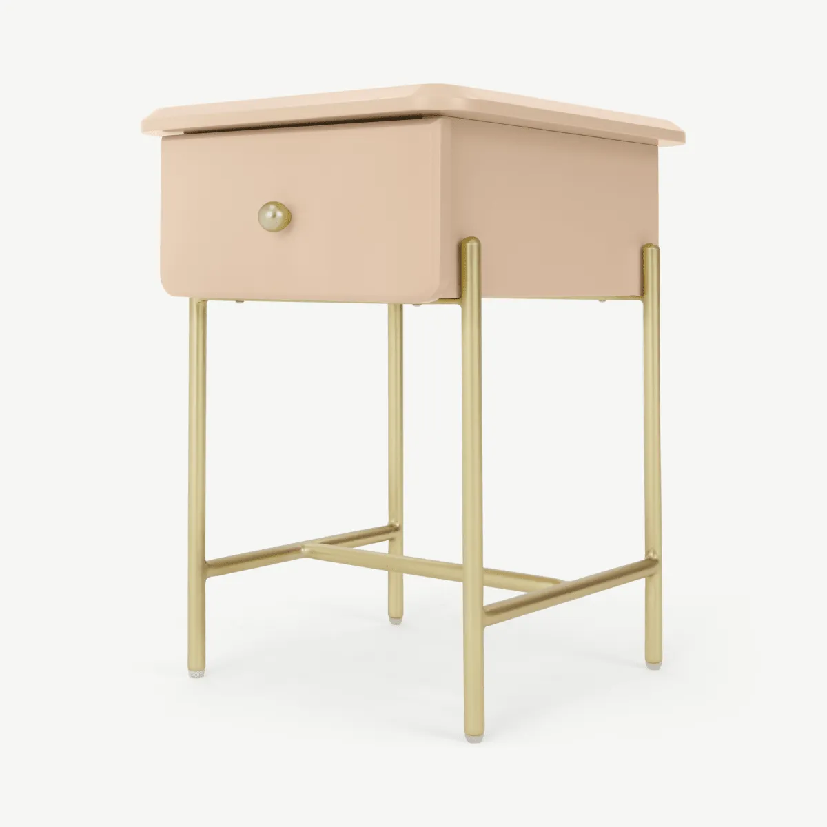 Maddie Bedside Table, Pink & Brass