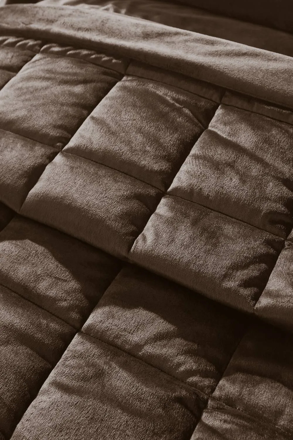 Catherine Lansfield 'Kingsley Matt Velvet' Quilted Bedspread in Chocolate 2
