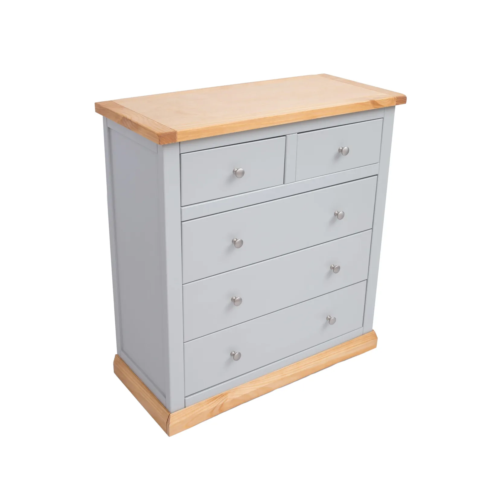 Cabinet Bits Bomporto 5 Drawer Chest of Drawers Chrome Knob in Light Grey 3