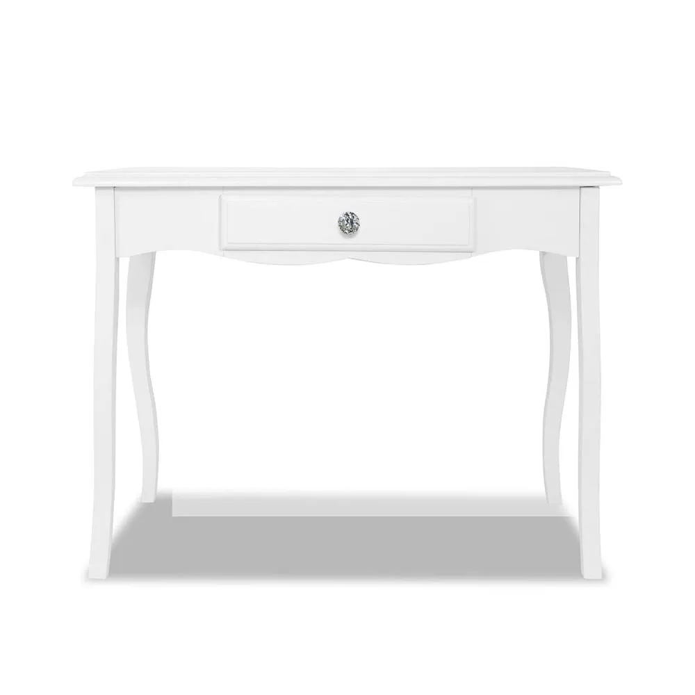 Statement Furniture Romance Dressing Table with Crystal Handles in Cool White 1