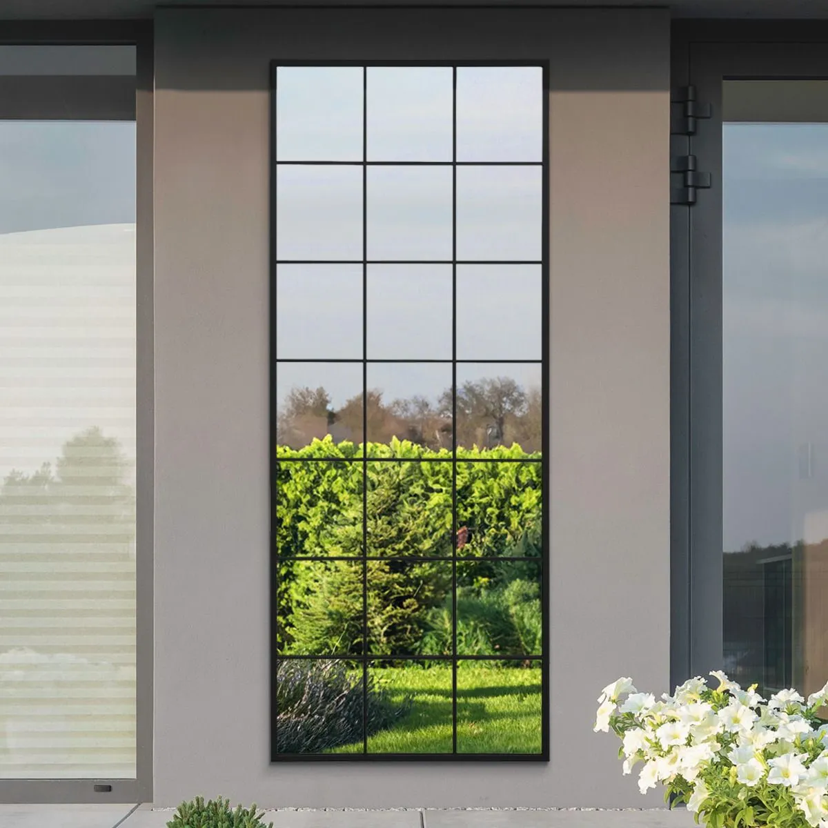 MirrorOutlet Black Modern Window Garden Wall Mirror 79" X 31" (200CM X 80CM) 6