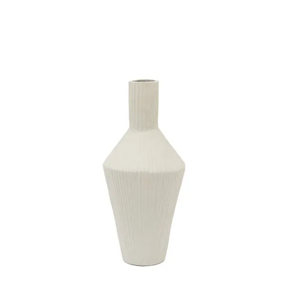 Crossland Grove Poissy Ribbed Cast Metal Vast Parchment H380Mm, White 5