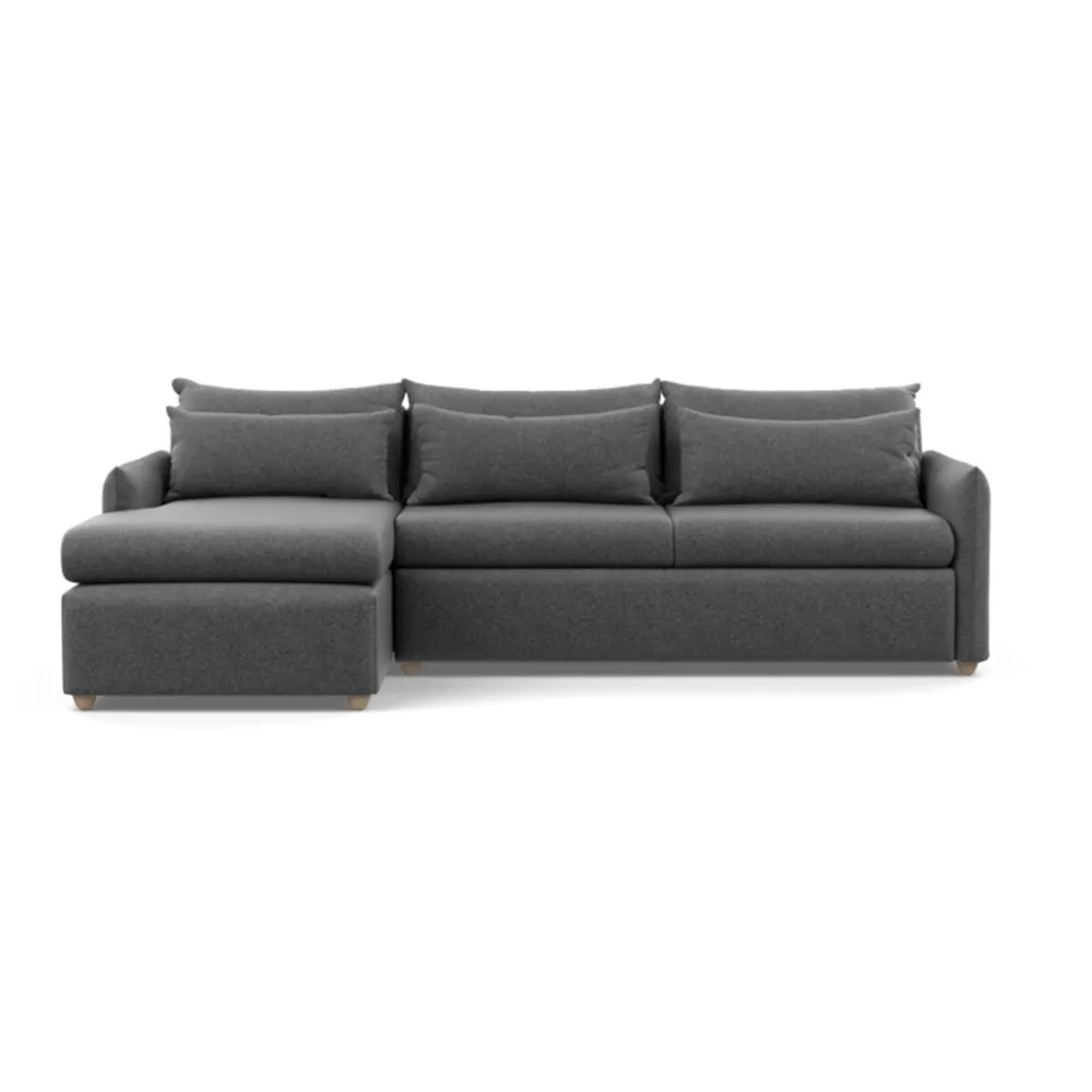 Heal's Pillow Large Left Hand Corner Chaise Melton Wool Granite Natural Feet