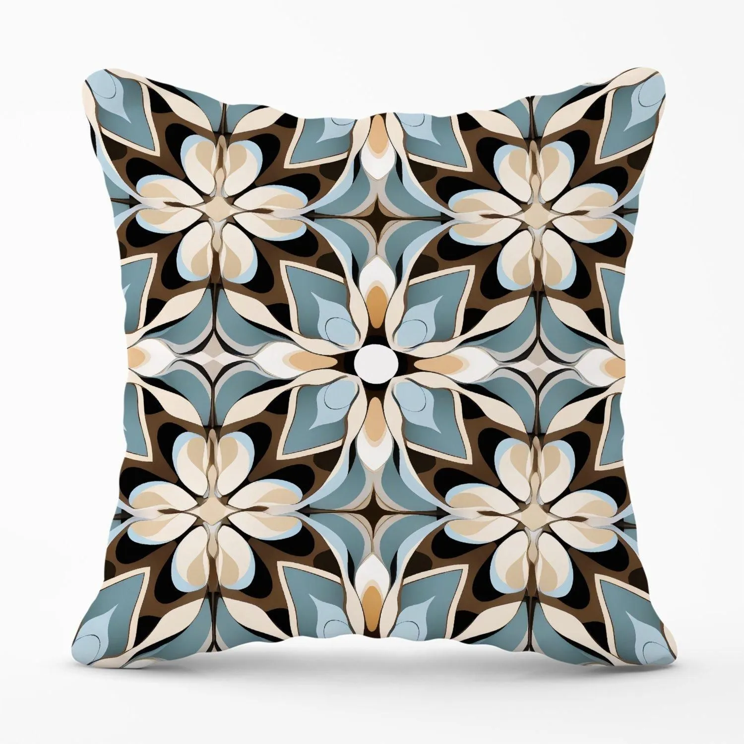 Warren Reed - Designer Beige & Brown Abstract Pattern Outdoor Cushion in Grey