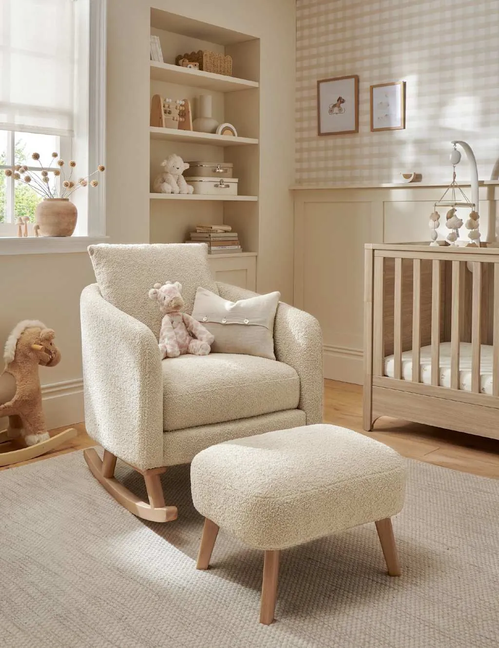 Mamas & Papas Alma Nursing Chair and Stool Cream Mix
