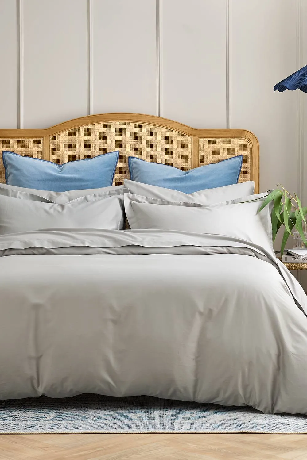CHRISTY 400TC Luxury Cotton Sateen Plain Dye Oxford Pillowcases Pair in Pale Grey 4