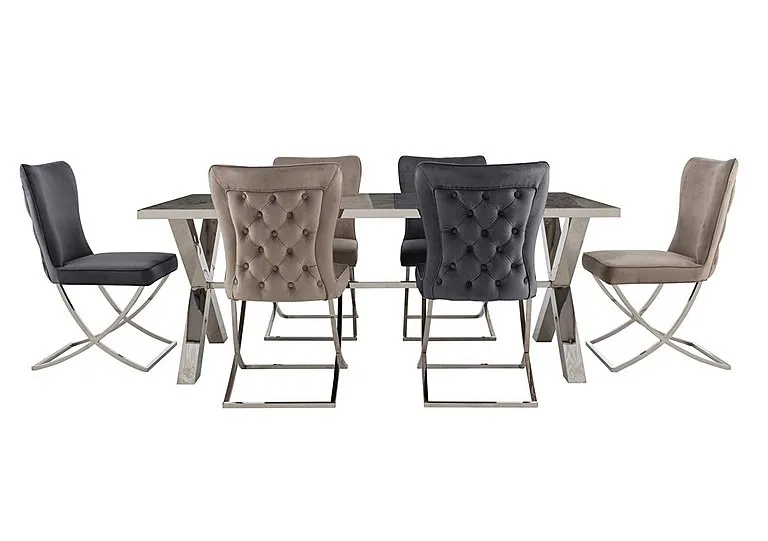 Vanquish Large Dining Table and 6 Chairs - Grey/Taupe - In Time for Christmas