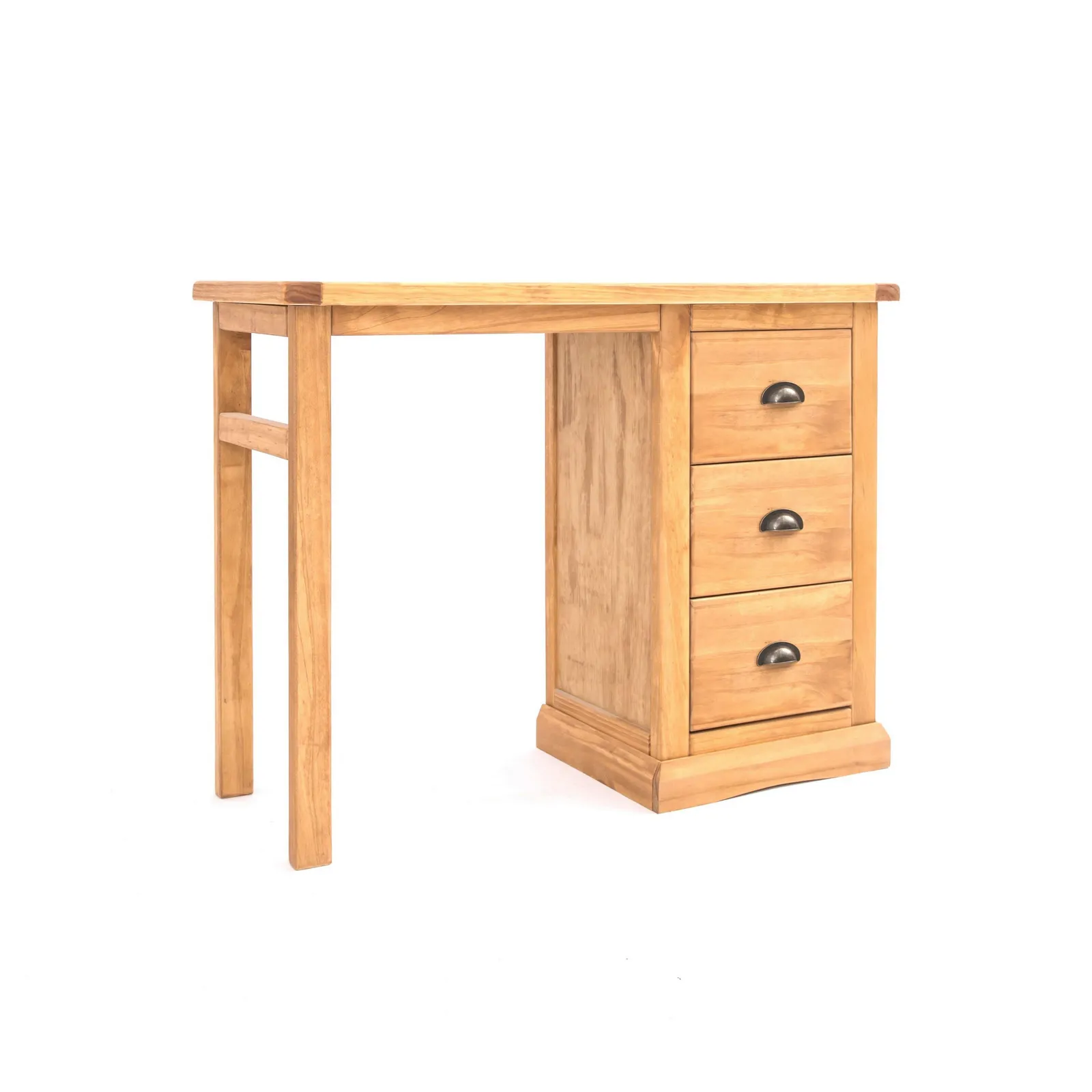 Cabinet Bits Lucca 3 Drawer Desk - Dressing Table Brass Cup Handle in Light Brown 2
