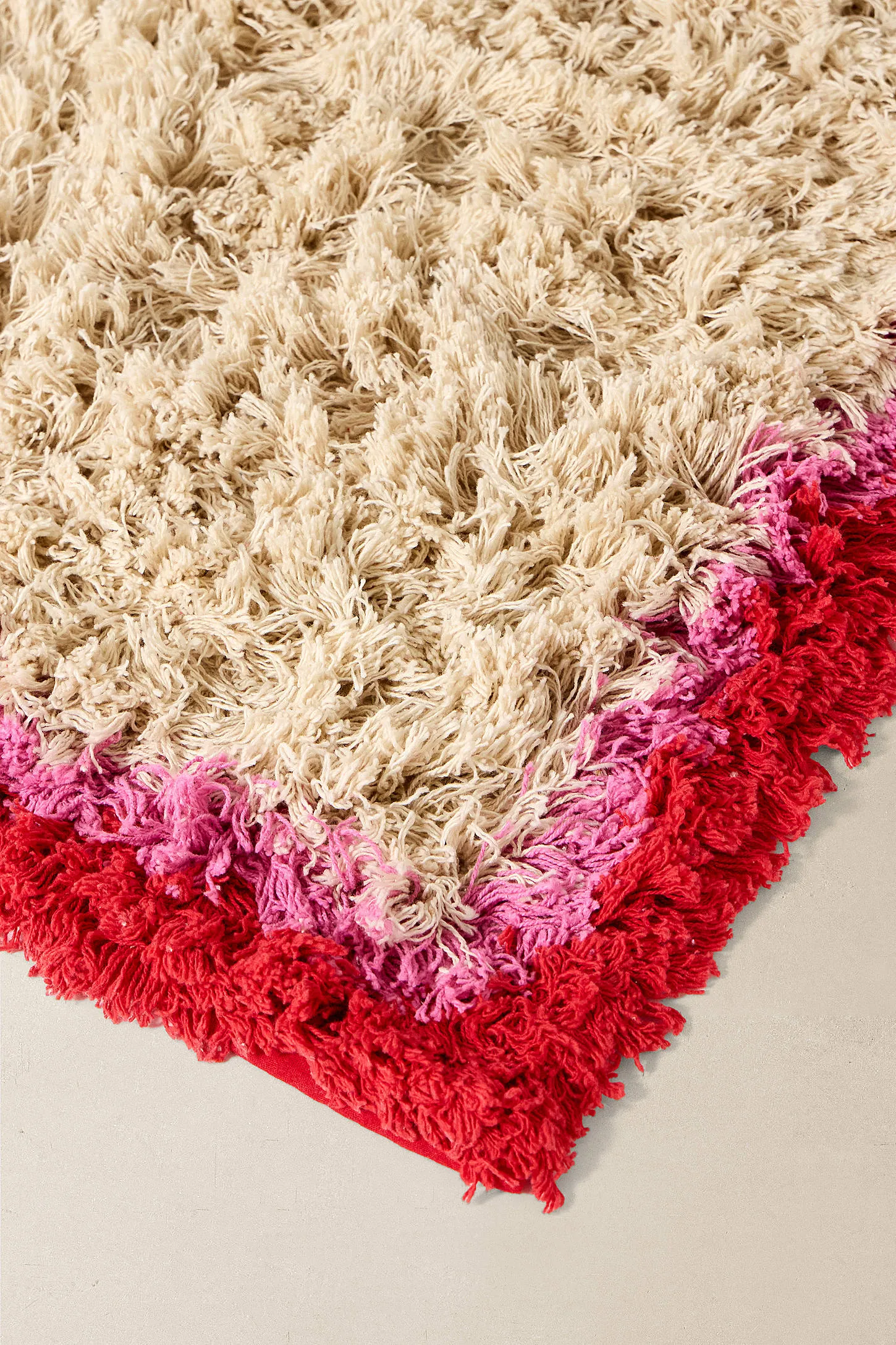Shaggy Pink & Red Border 3x5ft/ 90x150cm Rug 3x5 2