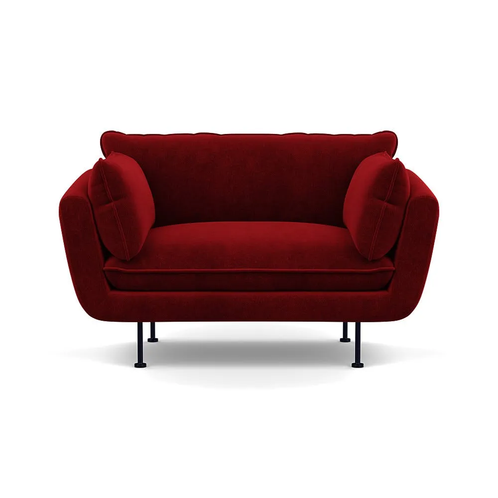 Heal's Allora Loveseat Smart Luxe Velvet Mulberry Black Feet 1