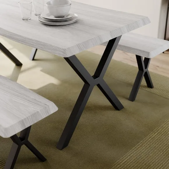 Ezra II 6 Seater Rectangular Dining Table with 2 Benches 4