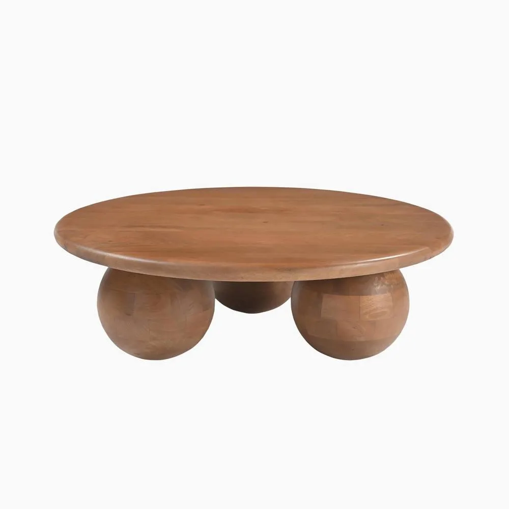 FurnitureboxUK Olympus Round Wood Sphere Leg Coffee Table in Walnut 4