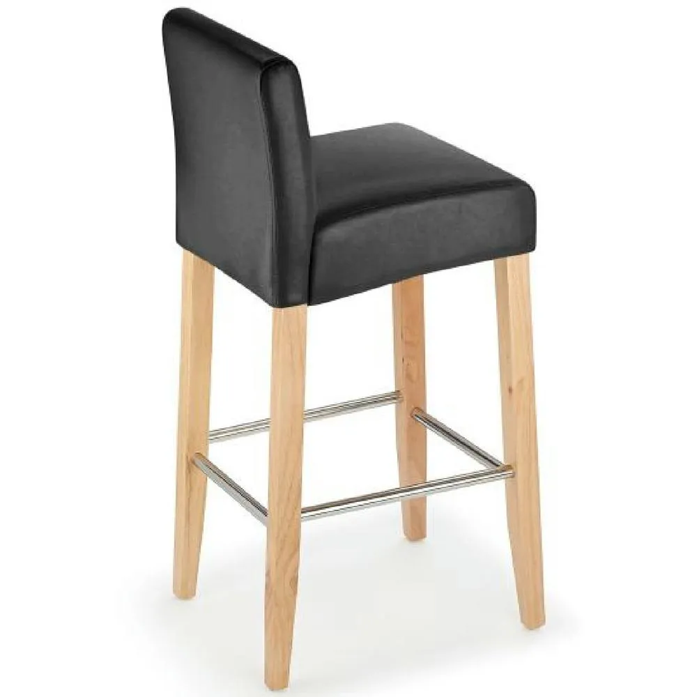netfurniture Stenory Black Padded Kitchen Breakfast Bar Stool Wooden Frame & Legs 5