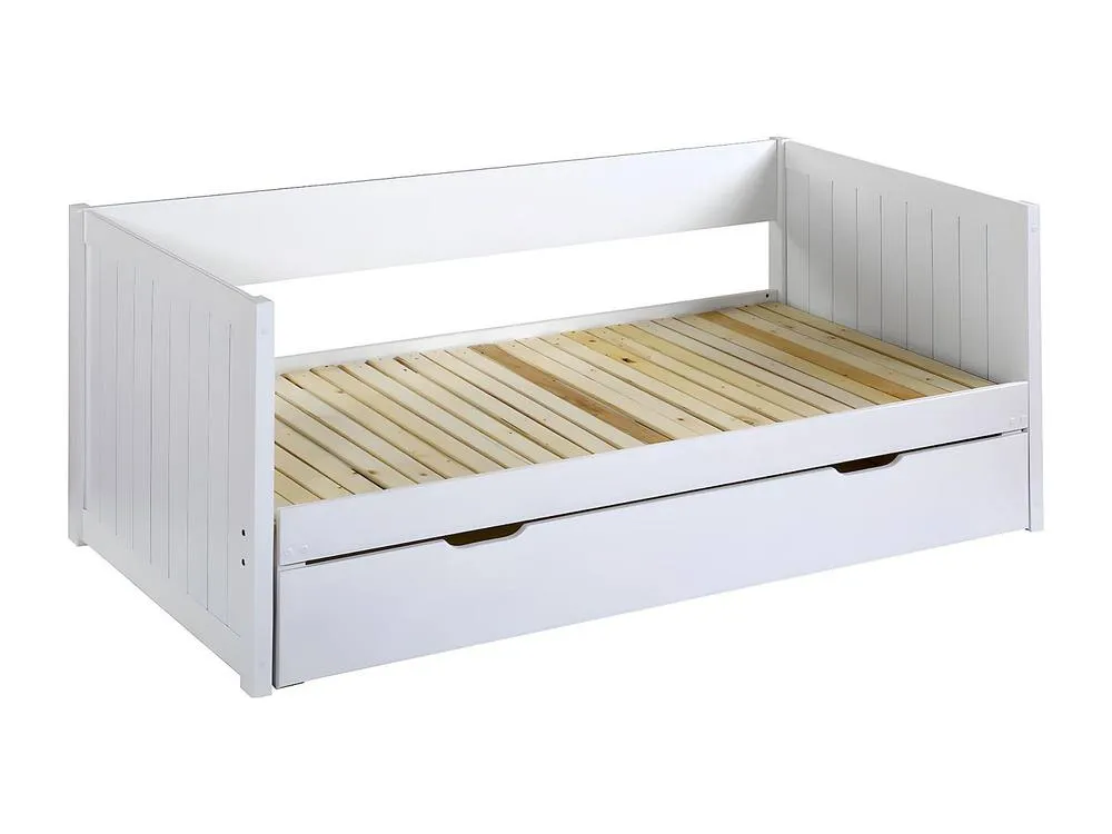 Vente-unique Day Bed With Trundle 90 X 190 Or 174 X 190 Cm - With Slatted Base and in White 5