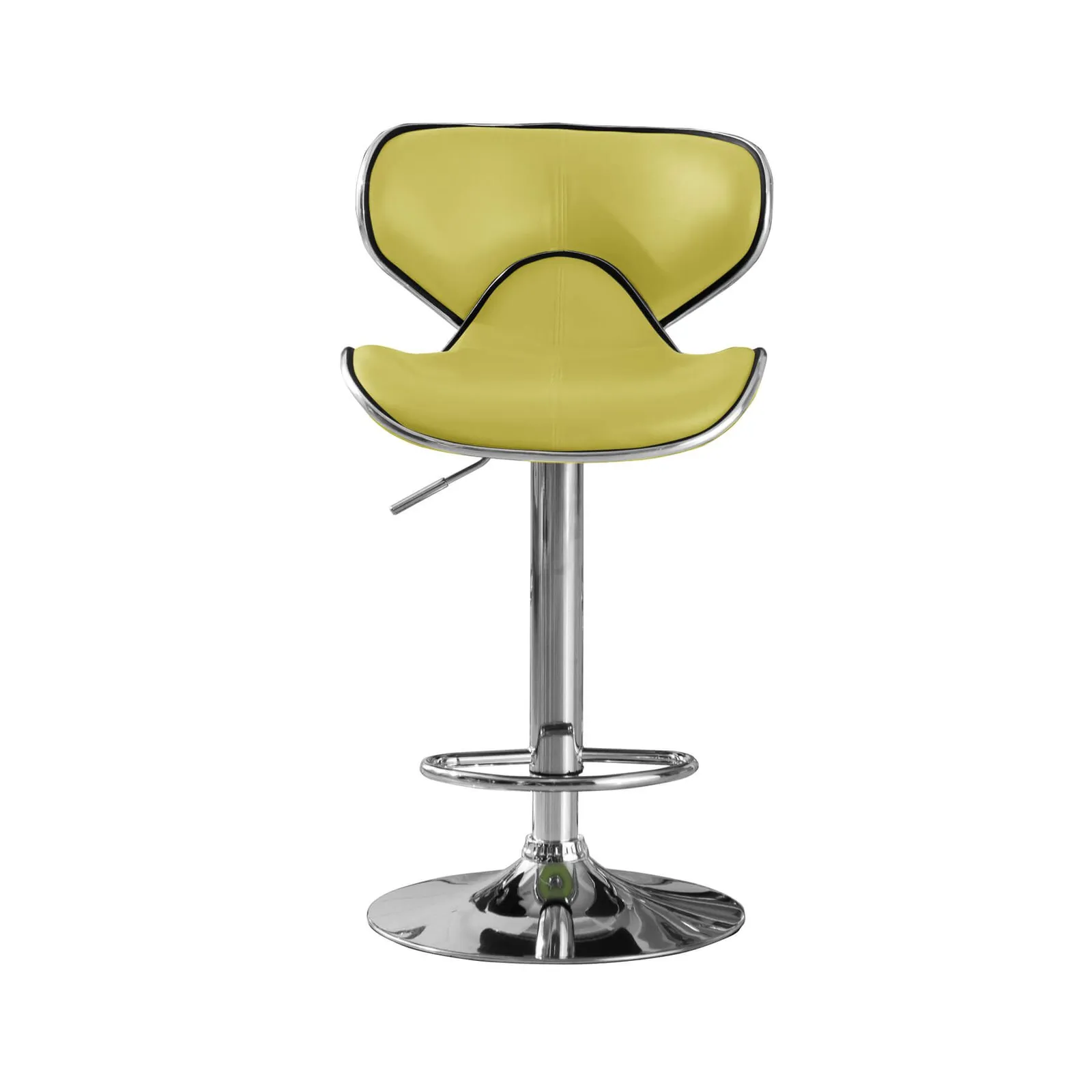 netfurniture Polsode Bar Stool PU Chrome & Lime (2s) in Black