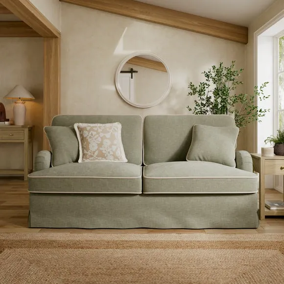 Beatrice II Faux Linen Fixed Loose Cover 3 Seater Sofa