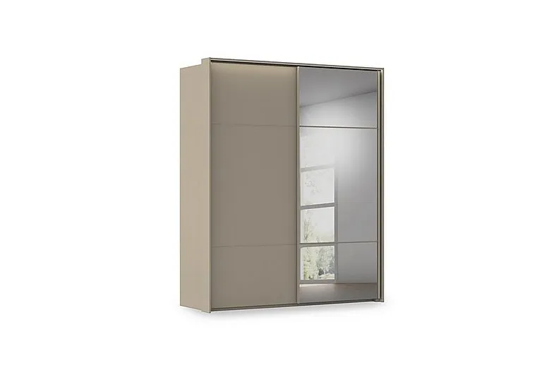 Haven 190cm 2 Door Slider Wardrobe with 1 Décor Door, 1 Mirror Door and Lights