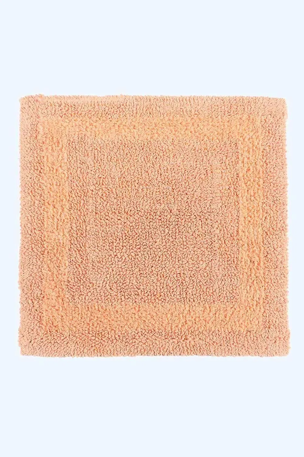 Homescapes Luxury Square Bath Mat 1600GSM 100% Cotton Reversible Shower Mat, 50cm in Peach 1
