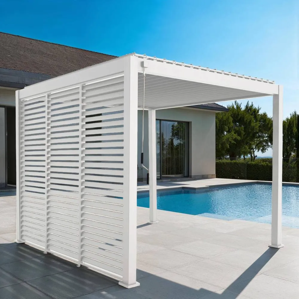 sweeek Louvered pergola aluminium 3 x 3m V2 & 3 100cm louver panels in White 3