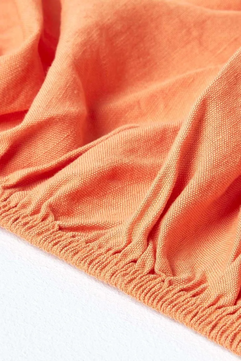 Homescapes Luxury Soft Plain Linen Deep Fitted Sheet 18 inch Deep in Burnt Orange 5