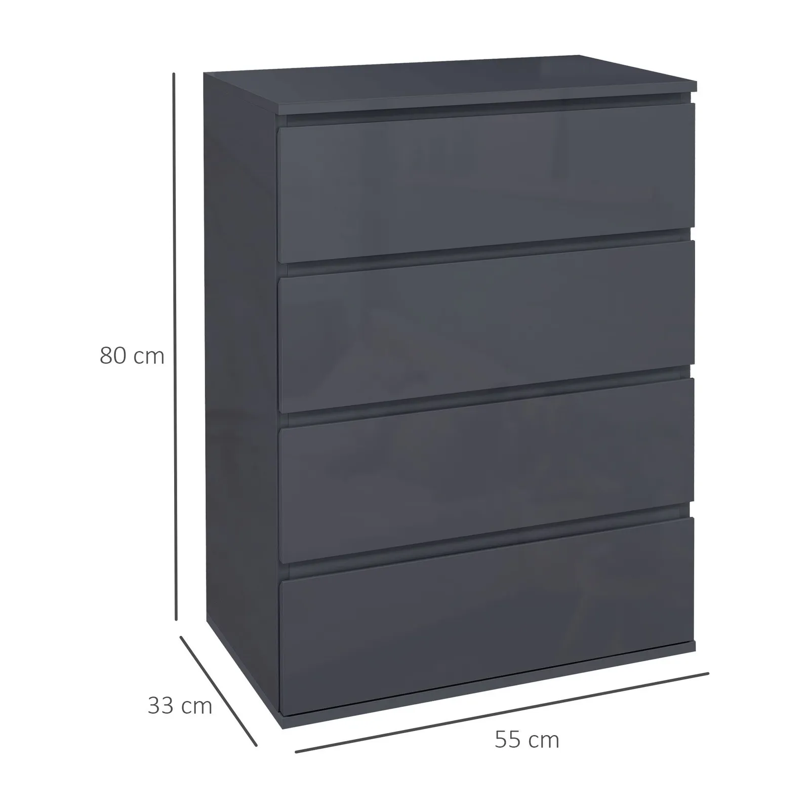HOMCOM Bedroom Chest of Drawers, Modern Drawers Dresser, Drawer Unit in Grey 3