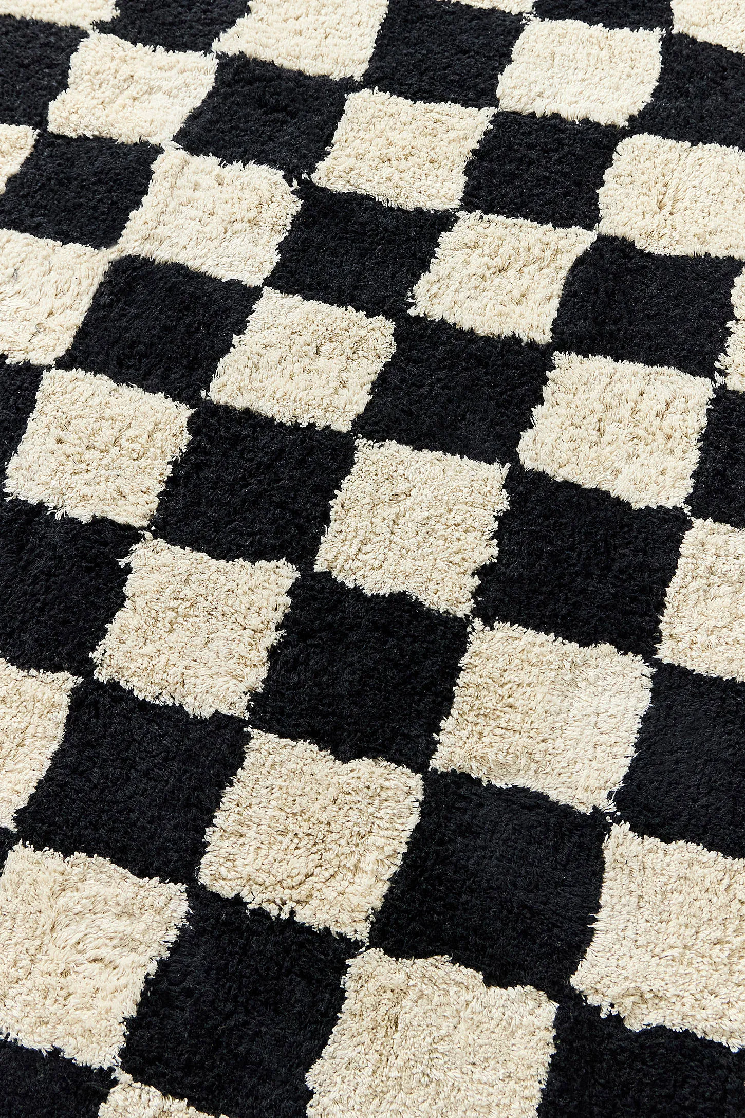 Shaggy Check Black & White 5x7ft / 150x210cm Rug - Black/White 2