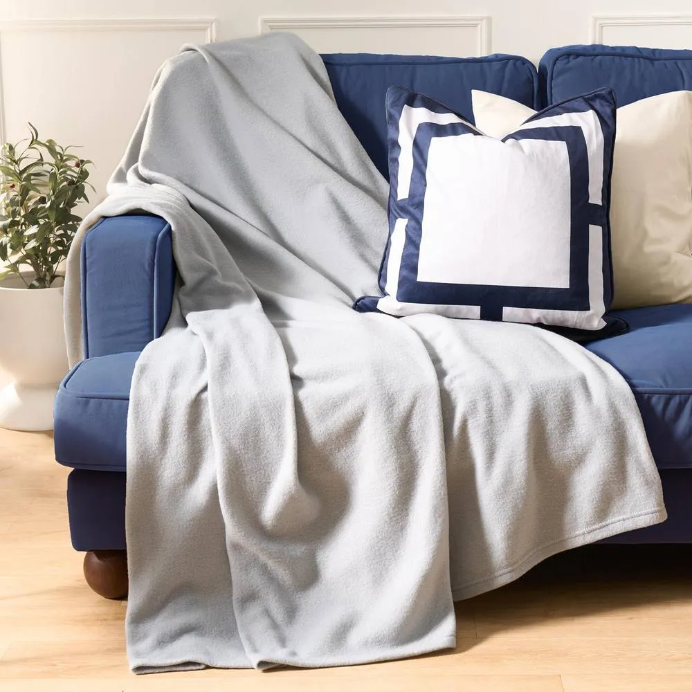 OHS Ultra Soft Polar Fleece Throw Lightweight Blanket Bedspread in Mid Grey