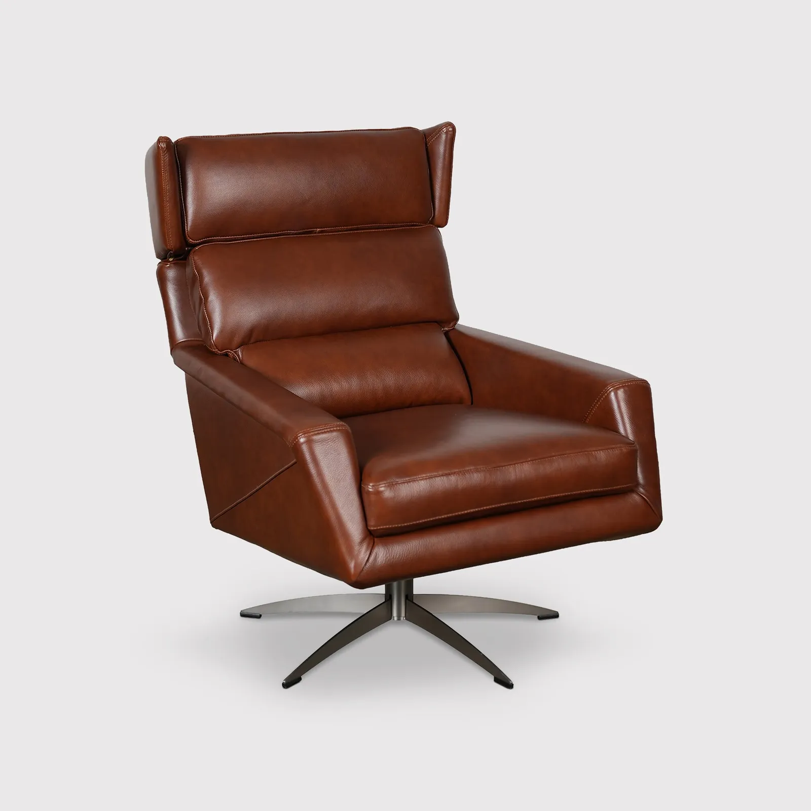 Bentley Swivel Armchair, Brown Leather | Barker & Stonehouse
