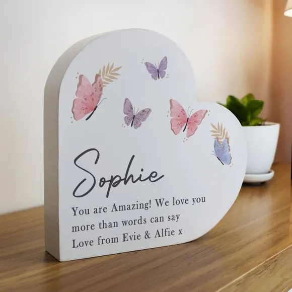 Personalised Grey Butterfly Heart Ornament 2