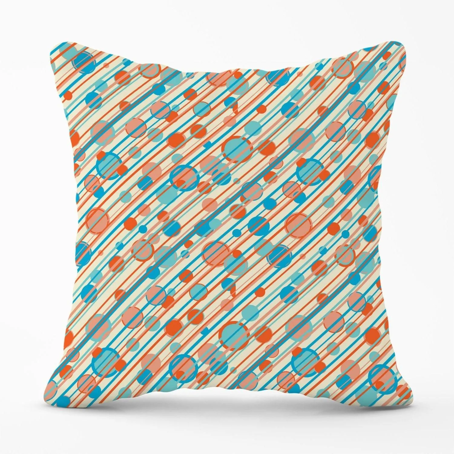 Warren Reed - Designer Retro Stripes & Circles Outdoor Cushion in Blue