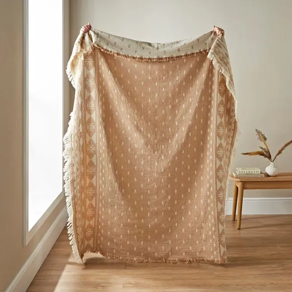 Matelasse Ikat Cotton Throw Blanket 4