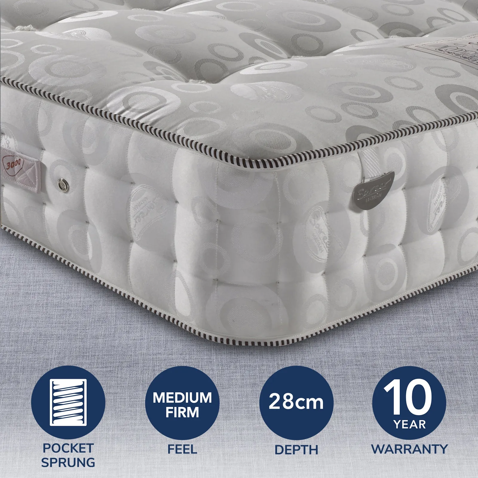 Pocketo Medium Firm 4000 Pocket Sprung Mattress Grey