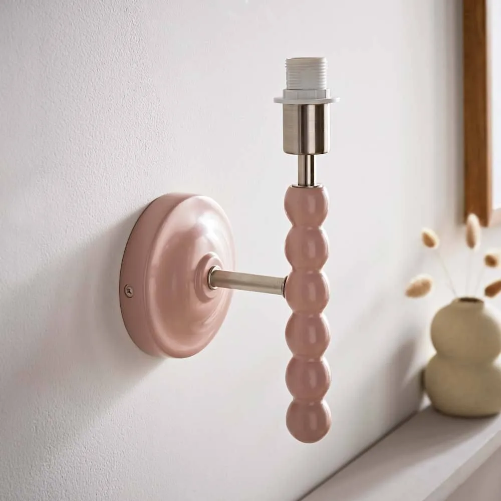 ValueLights Bobbins Pair of Pastel Bobble Style Wall Light Bases in Pale Pink 2