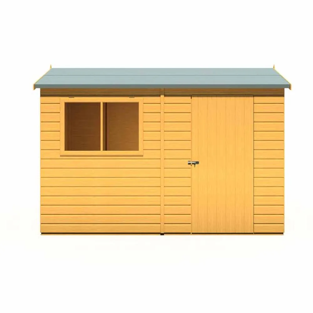 Shires Lewis 10 x 6 Feet Single Door Reverse Apex Style C Shed in Brown