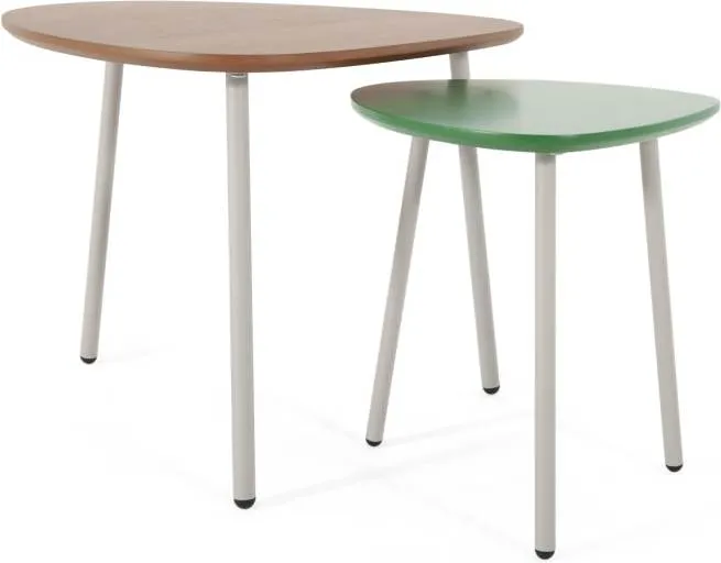 Nyla Nesting Tables, Walnut and Green